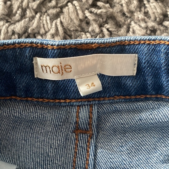 MAJE Fringed High Waisted Denim Shorts Size EU 34 - Picture 5 of 13